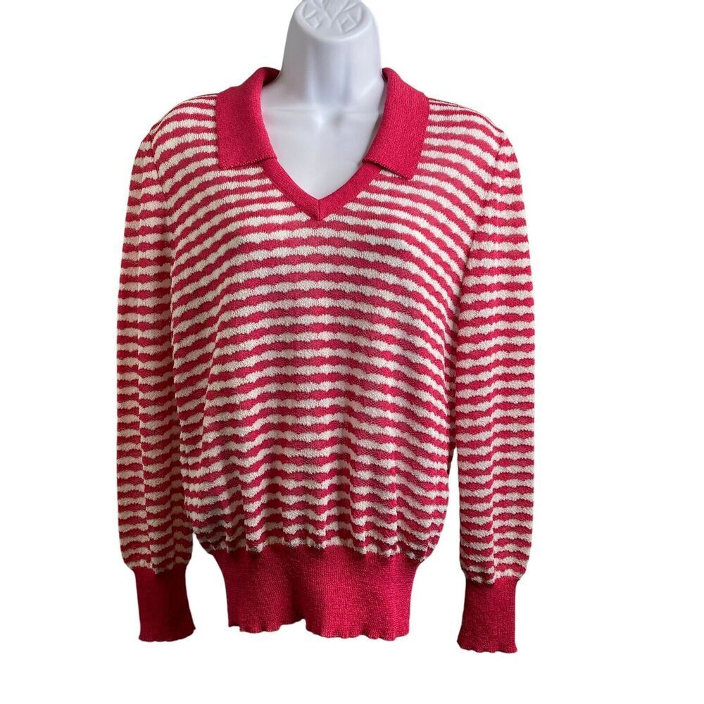 Vintage Castleberry Womens Pink Sweater‎ Size 12 Preppy Polo Style 70's Tennis